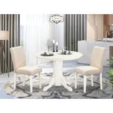 August Grove® Wojtowicz 2 - Person Rubberwood Solid Wood Dining Set Wood/Upholstered Chairs in White, Size 30.0 H in | Wayfair