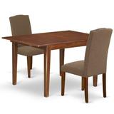 Winston Porter Vandervliet 3 Piece Extendable Solid Wood Dining Set Wood/Upholstered Chairs in Brown, Size 30.0 H in | Wayfair