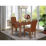 Winston Porter Iovanna 3 Piece Extendable Solid Wood Dining Set Wood/Upholstered Chairs in Brown | Wayfair 2E9C76C9613B4DE5BF4B9011F97626B4