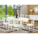 August Grove® Wraxall 9 - Piece Rubberwood Solid Wood Dining Set Wood in Brown/White, Size 30.0 H in | Wayfair E612AEF0B15B46D8BC685F233F5407B0