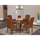 Winston Porter Hotz 5 Piece Solid Wood Dining Set Wood/Upholstered Chairs in Brown, Size 30.0 H in | Wayfair E0323CAEEEEE4A149BF9FBE9C7570261