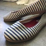 American Eagle Outfitters Shoes | Ae Navy & Cream Canvas Sailor Stripe Flats | Color: Blue/White | Size: 7