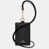 Coach Accessories | Coach Id Lanyard In Black Leather | Color: Black/Gold | Size: 2 34 (L) X 4 (H)