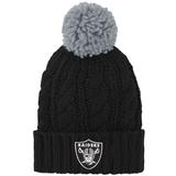 Girls Youth Black Las Vegas Raiders Team Cable Cuffed Knit Hat with Pom