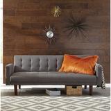 Brayden Studio® Kavanaugh Twin or Smaller Tufted Back Convertible Sofa Wood/Polyester in Black/Brown/Gray | Wayfair