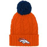 Girls Youth Orange Denver Broncos Team Cable Cuffed Knit Hat with Pom