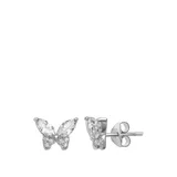 Belk Silverworks Cubic Zirconium Marquise Butterfly Stud Earrings, White