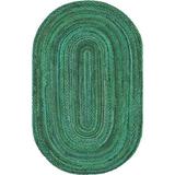 Bay Isle Home™ Denney Braided Hand-Braided Cotton Green Area Rug Cotton in Brown/Green, Size 60.0 W x 0.5 D in | Wayfair
