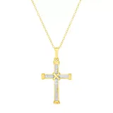 "14k Gold Over Silver Diamond Accent Cross Pendant Necklace, Women's, Size: 18"", White"