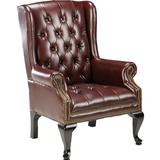 Lorell 33.75" W Reception Chair w/ Wood Frame Vinyl/Wood in Brown, Size 34.25 H x 33.75 W x 31.0 D in | Wayfair 60605