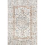 Brown/Gray Indoor Area Rug - World Menagerie Torven Traditional Floral Power Loom Performance Silver Rug Polypropylene in Brown/Gray | Wayfair