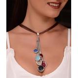 Neva Ross Women's Necklaces COLORFUL - Blue & Antique Silvertone Disc Choker Necklace