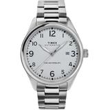 Waterbury Traditional Automatic 42mm Stainless Steel Bracelet Watch Steel/white - Metallic - Timex Watches