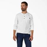 Dickies Men's Heavyweight Long Sleeve Henley T-Shirt - White Size 2 (WL451)