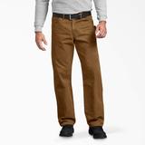 Dickies Men's Relaxed Fit Straight Leg Sanded Duck Carpenter Pants - Rinsed Brown Size 40 30 (DU336)