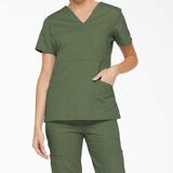 Dickies Women's Eds Signature Mock Wrap Scrub Top - Olive Green Size 2Xl (86806)
