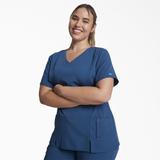 Dickies Women's Xtreme Stretch V-Neck Scrub Top - Caribbean Blue Size 4Xl (82851)