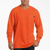 Dickies Men's Long Sleeve Heavyweight Neon Crew Neck T-Shirt - Bright Orange Size 3 (WL450N)