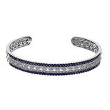 Sterling Silver Lab-Created Blue & White Sapphire Cuff Bracelet, Women's