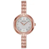 Bulova Women's Rhapsody Diamond Accent Rose Gold-Tone Stainless Steel Watch - 97P145, Size: Small, Pink