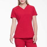 Dickies Women's Eds Essentials V-Neck Scrub Top - Red Size XS (DK615)