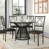 Lark Manor™ Virgouda Metal Side Chair in Faux Leather/Upholstered/Metal in Brown, Size 38.5 H x 17.75 W x 21.7 D in | Wayfair