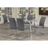Orren Ellis Arius 7 Piece Dining Set Glass/Metal/Upholstered Chairs in Gray, Size 30.0 H in | Wayfair D4802DB025A340A2B81A4BF32D58F902
