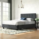 Andover Mills™ Tufted Low Profile Storage Platform Bed Upholstered/Polyester in Gray, Size 46.85 H x 43.1 W x 79.3 D in Wayfair