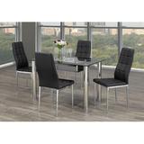 Orren Ellis Shan 5 Piece Dining Set Glass/Metal/Upholstered Chairs in Black/Gray, Size 29.0 H in | Wayfair CA3B9FC673424D859A3AC56AB782ED70