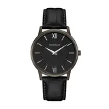 Caravelle by Bulova Men's Black Leather Strap Watch - 45A147, Size: Large