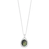 "Sterling Silver Green Amber Oval Pendant Necklace, Women's, Size: 18"""