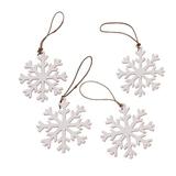 White Snowflakes,'White Snowflake Wood Ornaments from Bali (Set of 4)'