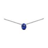 Enduring Jewels Women's Necklaces silver/blue - Lab-Created Sapphire & Sterling Silver Oval Pendant Choker Necklace