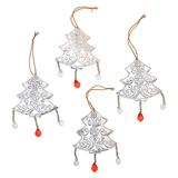 Glistening Trees,'Aluminum Christmas Tree Ornaments from Bali (Set of 4)'