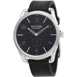 C45 Black Dial Black Leather Watch - Black - Nixon Watches