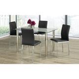 Orren Ellis Watkins 5 Piece Dining Set Glass/Metal/Upholstered Chairs in Black/Gray, Size 29.0 H in | Wayfair 927C31D211B14041B09E893E04AA6CCE