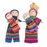 Two Mothers,'Handmade Cotton Worry Dolls from Guatemala (Pair)'