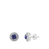 Effy® 1/10 Ct. T.w. Diamond, 1.14 Ct. T.w. Natural Sapphire Earrings In 14K White Gold
