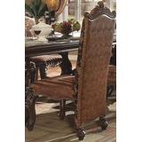 Versailles Side Chair (Set of 2) in 2-Tone Light Brown PU/Fabric & Cherry Oak - Acme Furniture 61102
