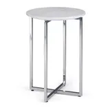 Simpli Home Marsden Contemporary Metal Accent Side Table, White