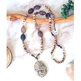 My Gems Rock! Women's Necklaces Brown - Cultured Pearl & Jasper Beaded Pendant Necklace