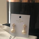 Kate Spade Jewelry | Kate Spade Pearl Crystal Drop Earrings | Color: Cream/Gold | Size: Os