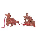 Ceramic ornaments, 'Playful Dogs' (pair)