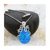 Kanishka Women's Necklaces Silver - Blue Opal & Sterling Silver Octopus Teardrop Pendant Necklace