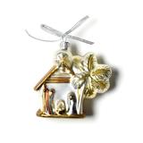 Coton Colors Neutral Nativity Manger Hanging Figurine Ornament Glass in Gray/Yellow, Size 4.0 H x 4.0 W x 0.75 D in | Wayfair NNAT-ORN-1
