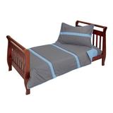 Harriet Bee Hoang Solid Stripe 4 Piece Toddler Bedding Set Cotton Blend in Blue | Wayfair 5F404631A1744EB2BF124AB973200D97