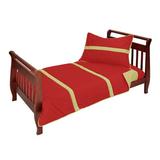Harriet Bee Hoang Solid Stripe 4 Piece Toddler Bedding Set Cotton Blend in Red/Yellow/Brown | Wayfair 2E927786B876441AB5024190E06523EF