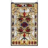 Astoria Grand Weissman Floral Stained Glass Window in Blue/Red/Yellow, Size 35.0 H x 22.0 W x 0.7874 D in | Wayfair
