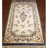 White Area Rug - Ophelia & Co. Nailsworth Floral Hand Knotted Wool Ivory Area Rug Wool in White, Size 30.0 W x 0.5 D in | Wayfair