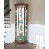Charlton Home® Galghard Lighted Corner Curio Cabinet Wood in Brown, Size 80.0 H x 32.0 W x 26.0 D in | Wayfair 5D480C44565E49DBBEA54D40EA94FA10